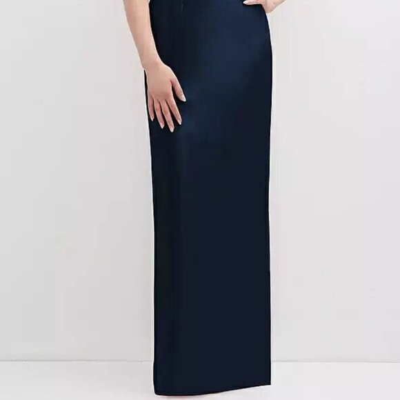 Alfred Sung Midnight Blue Flower One-Shoulder Column Gown D850 - Picture 2 of 6